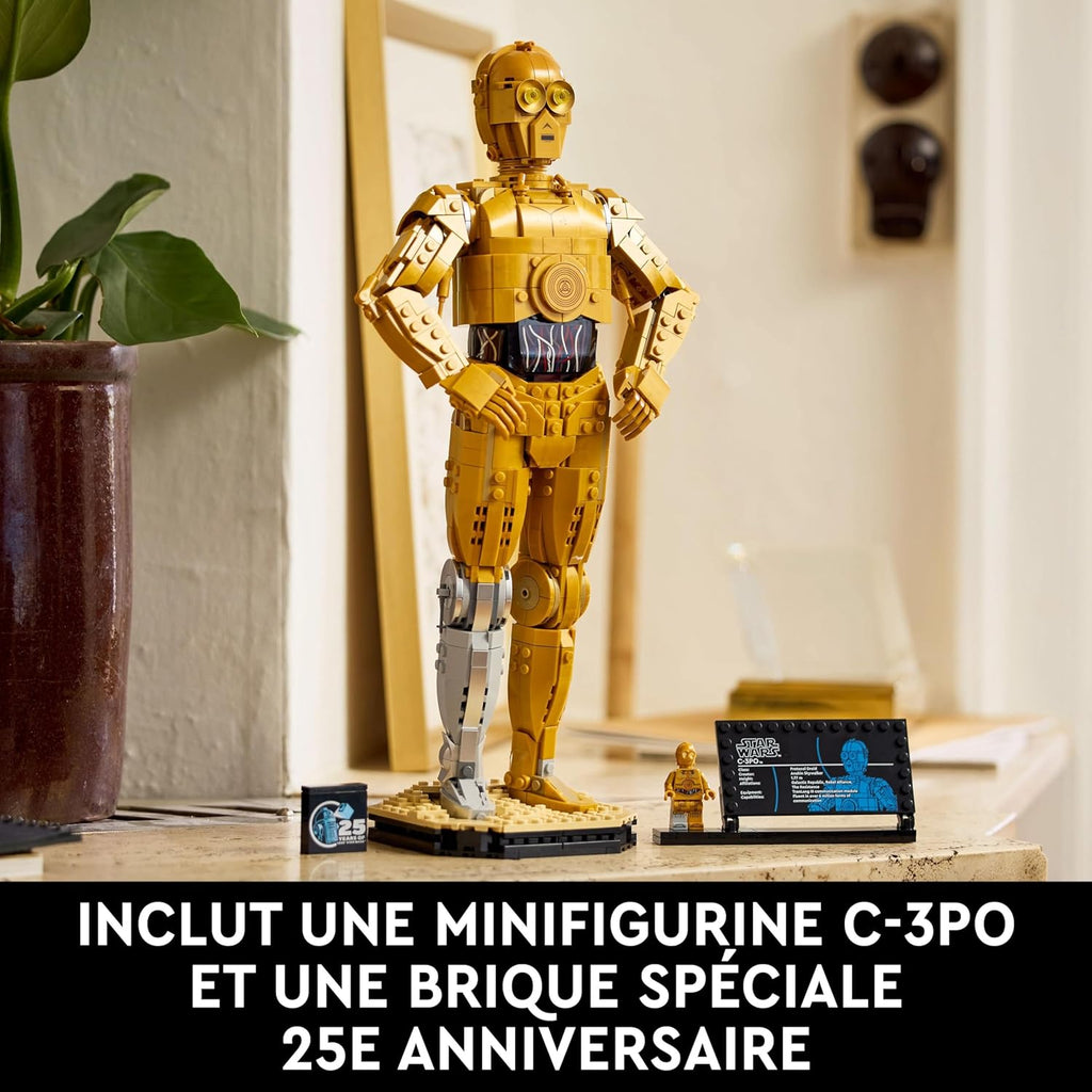 LEGO Star Wars 75398 C-3PO - Figurine Collector - Maquette à Construire & Exposer pour Adulte - Présentoir, Plaque Descriptive & Minifigurine - Idée de Cadeau pour Fan, Homme ou Femme