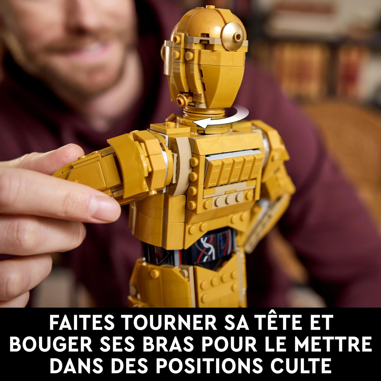 LEGO Star Wars 75398 C-3PO - Figurine Collector - Maquette à Construire & Exposer pour Adulte - Présentoir, Plaque Descriptive & Minifigurine - Idée de Cadeau pour Fan, Homme ou Femme