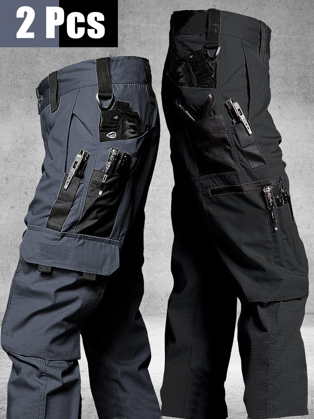 TactiPro – Lot de 2 Pantalons Cargo Tactiques Homme, Multi-Poches Résistants by LSDLBoutique.ch