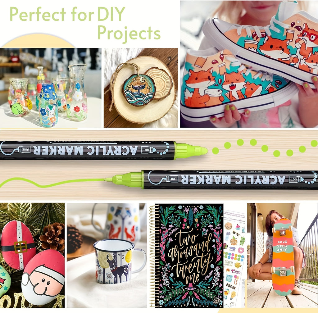 36 Colors Dual Tip Acrylic Pens Markers, Double Tip Premium Acrylic Markers, Acrylic Markers for Wood, Rock Painting, Glass, Canvas, Stone, DIY Crafts Making Art Supplies by LSDLBoutique.ch