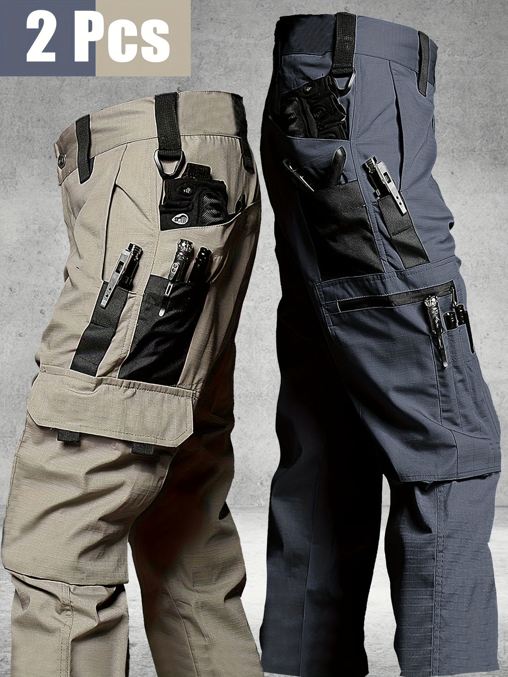 TactiPro – Lot de 2 Pantalons Cargo Tactiques Homme, Multi-Poches Résistants by LSDLBoutique.ch