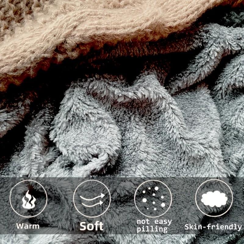 Bonnet D’Hiver Femme Doublé Polaire Avec Pompons Et Écharpe Intégrés Pour Envelopper Tête Et Cou by LSDLBoutique.ch