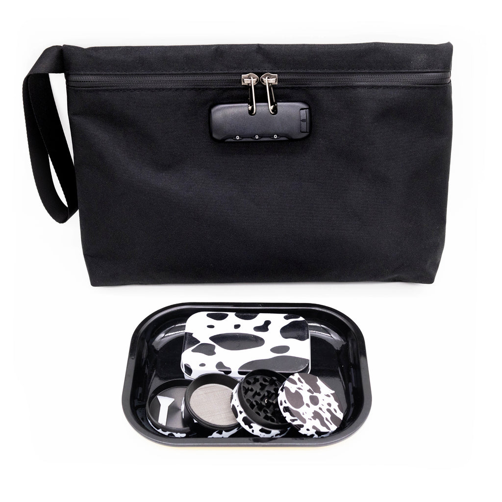 Set Rangement Fumeur 4pcs : Grinder, Plateau, Pochette Anti-Odeur by LSDLBoutique.ch