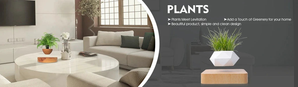 HCNT Pot Lévitant Magnétique Rotatif Noir Géométrique