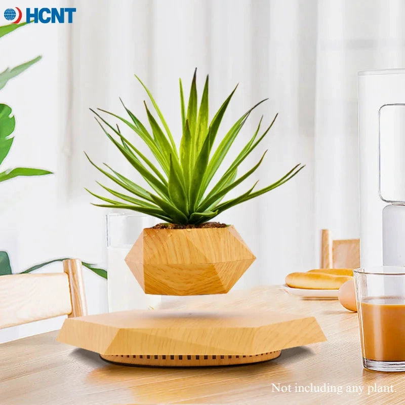 HCNT Pot Lévitant Magnétique Rotatif Noir Géométrique