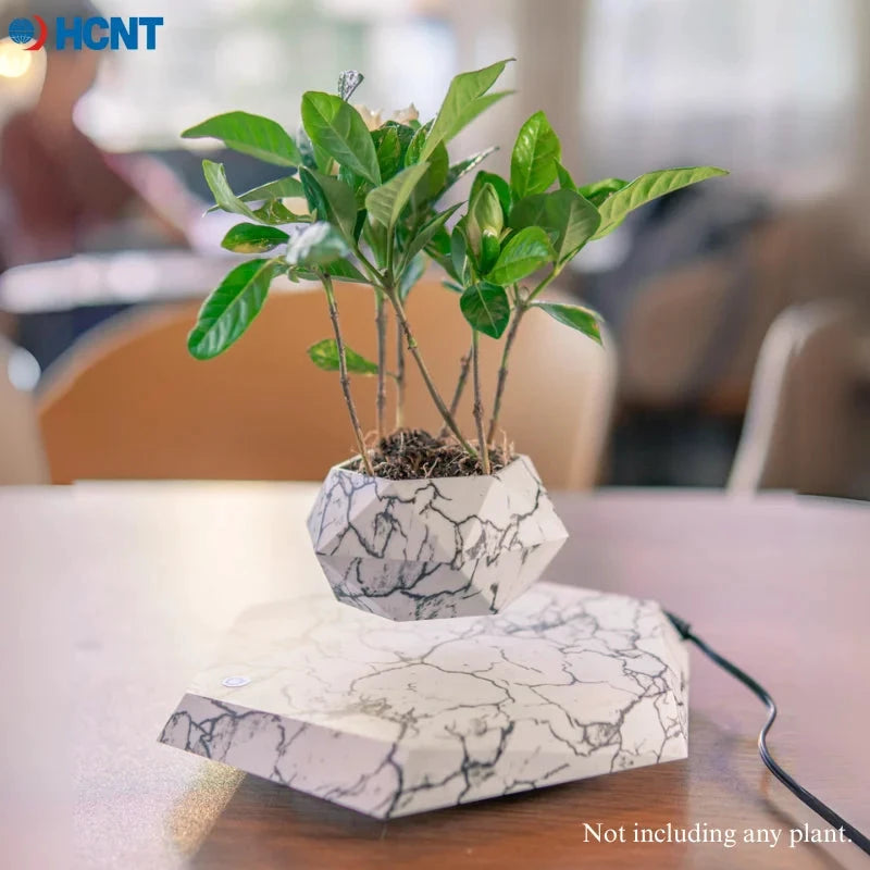 HCNT Pot Lévitant Magnétique Rotatif Noir Géométrique