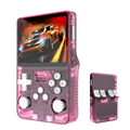 Retro Gaming Starter Pack bundle: pink translucent handheld console with white buttons and detachable module