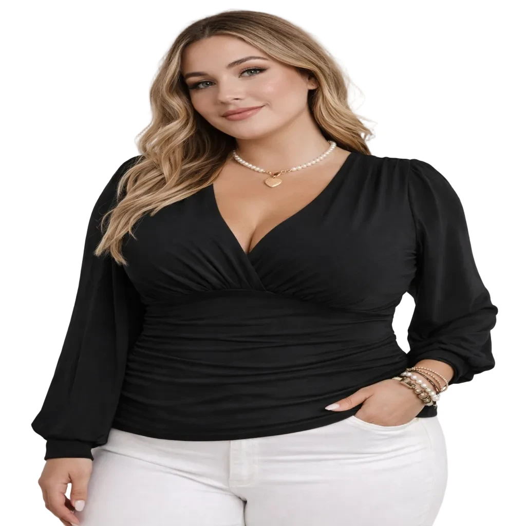 Chemisier Imprimé à Manches Longues Polyester Turquoise