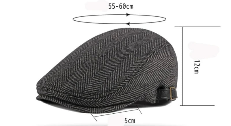 HT2888 Béret Rayé Gris Laine Ajustable Automne Hiver