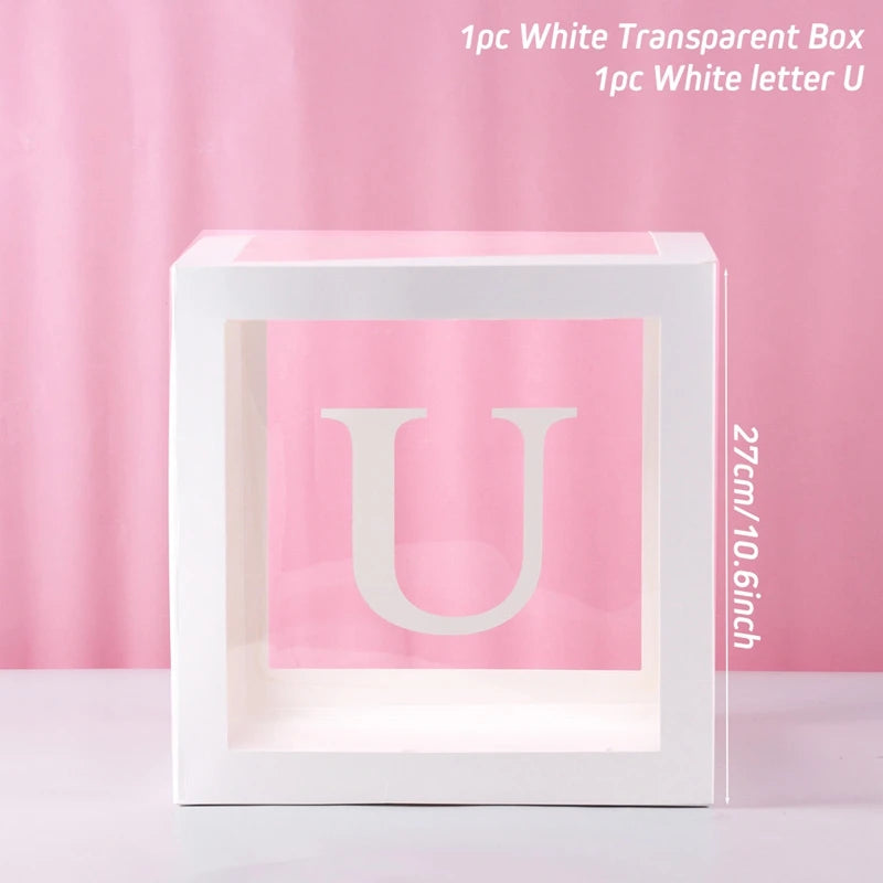QIFU Boîte À Ballons Avec Lettres Plastique Rose Et Blanc