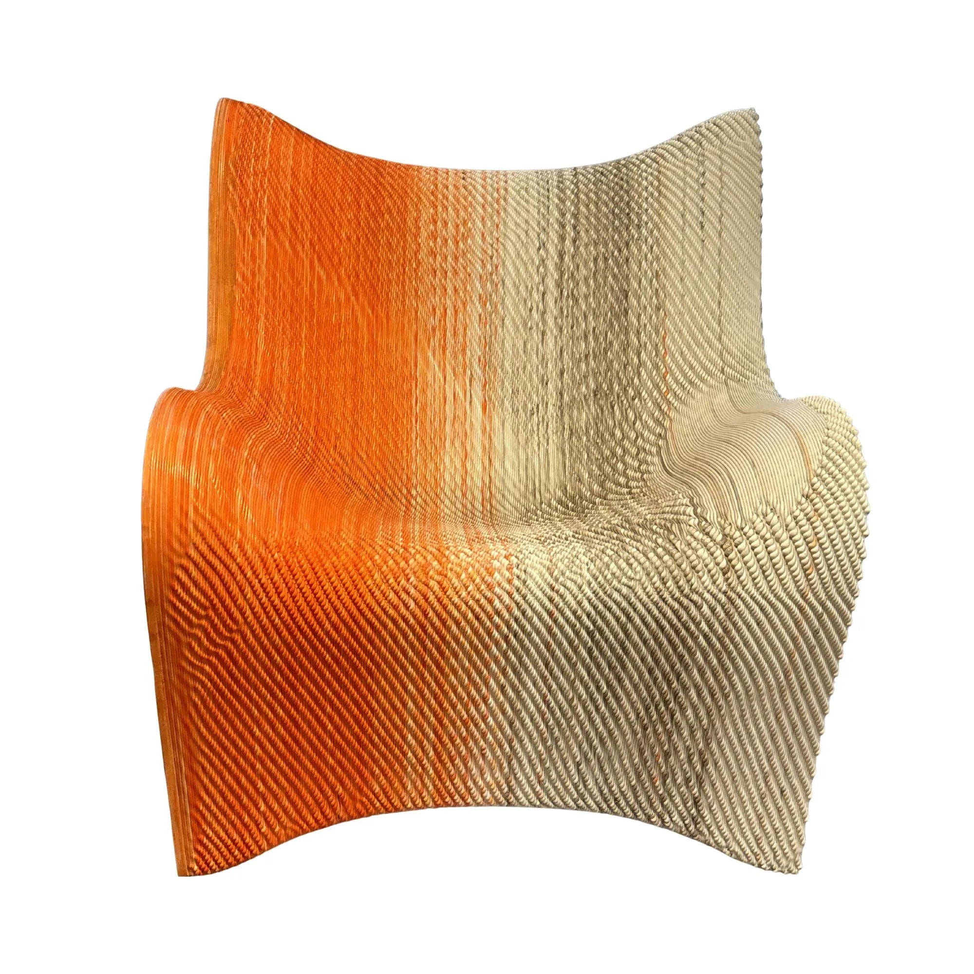 Fauteuil design Kesk Élégance, monobloc en tissu dégradé orange-beige, déco moderne