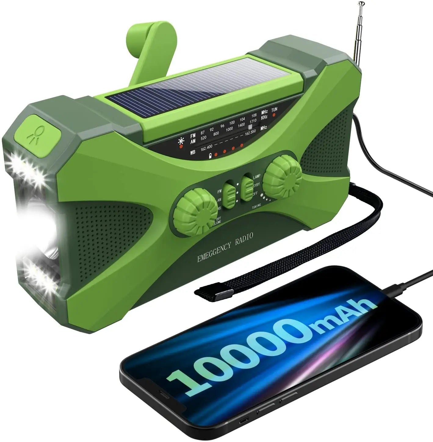 Radio Urgence Solaire 10000mAh AM FM SW LED Manivelle Recharge USB Portable Et Fiable by LSDLBoutique