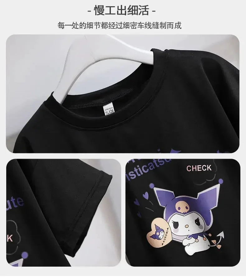 Ensemble cosplay Kuromi enfant – T-shirt et jupe violette