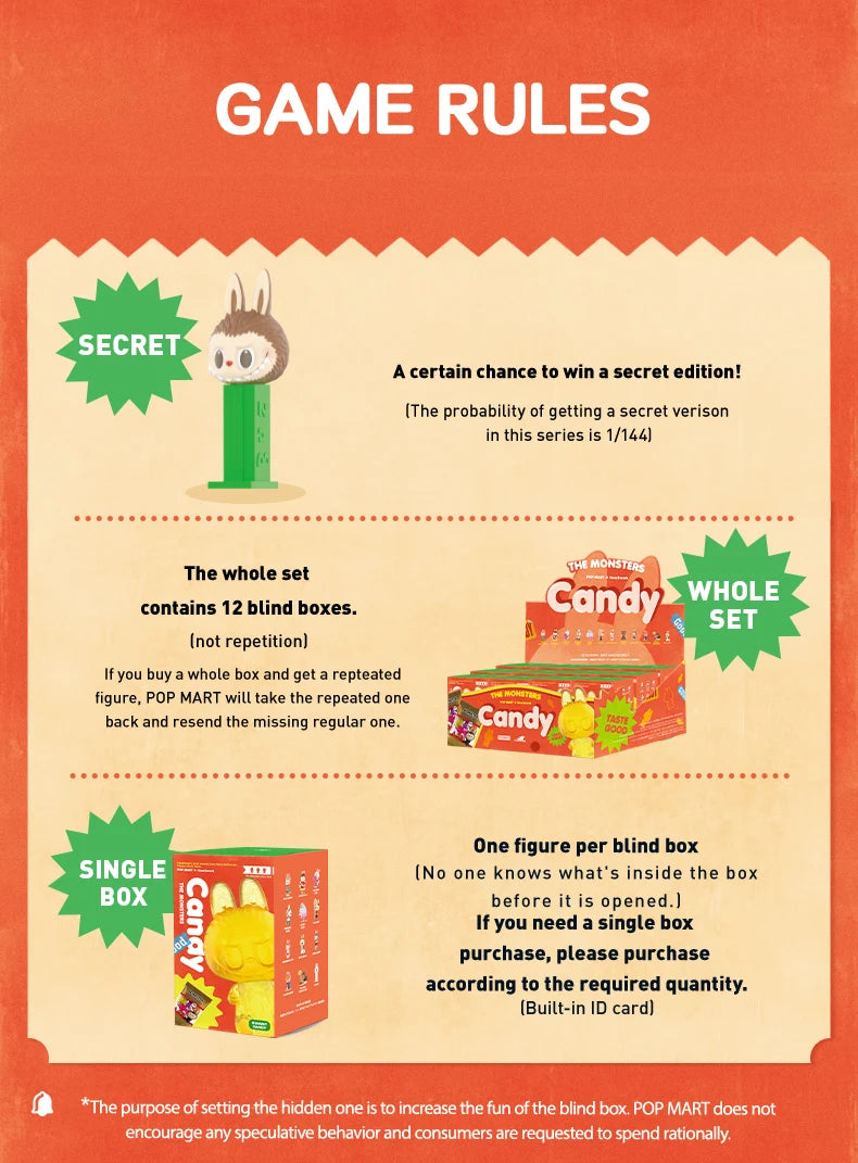 Pop Mart Labubu Figurine Monstres Bonbons PVC Rose Bleu