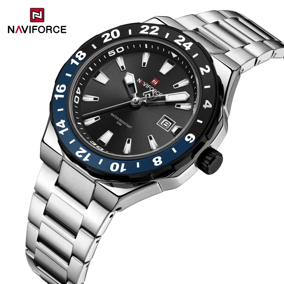 Naviforce Montre Homme Luxe Sport Quartz Horloge Calendrier Lumineux Étanche En Acier Inoxydable by LSDLBoutique.ch