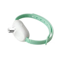 Collier laser rechargeable pour chaton avec boîtier blanc et émetteur argenté, collier vert pastel