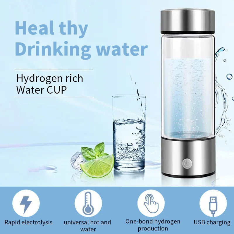 Gourde Hydrogénée 420 Ml Verre Borosilicate Double Paroi Hydrogénée Actif Hydratation Santé Quotidienne Bureau Sport by LSDLBoutique