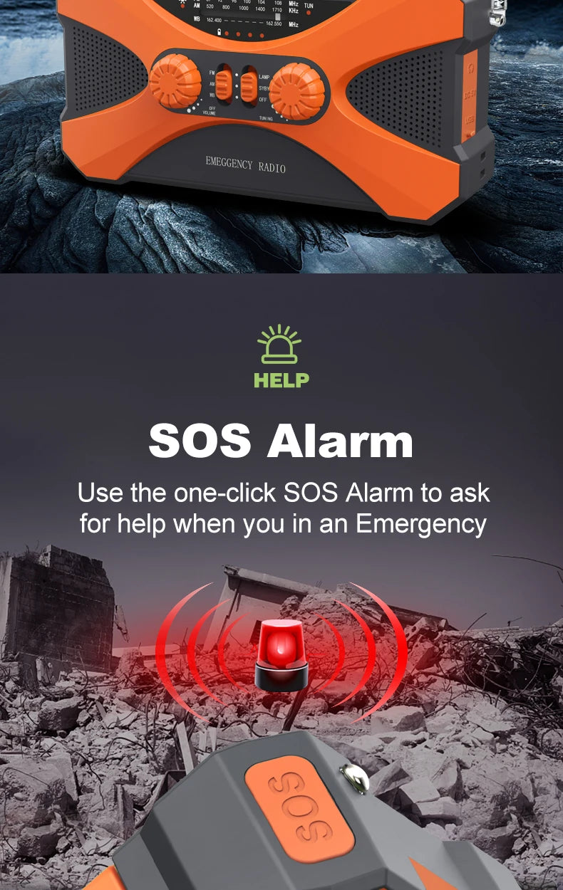 Radio Urgence Solaire 10000mAh AM FM SW LED Manivelle Recharge USB Portable Et Fiable by LSDLBoutique