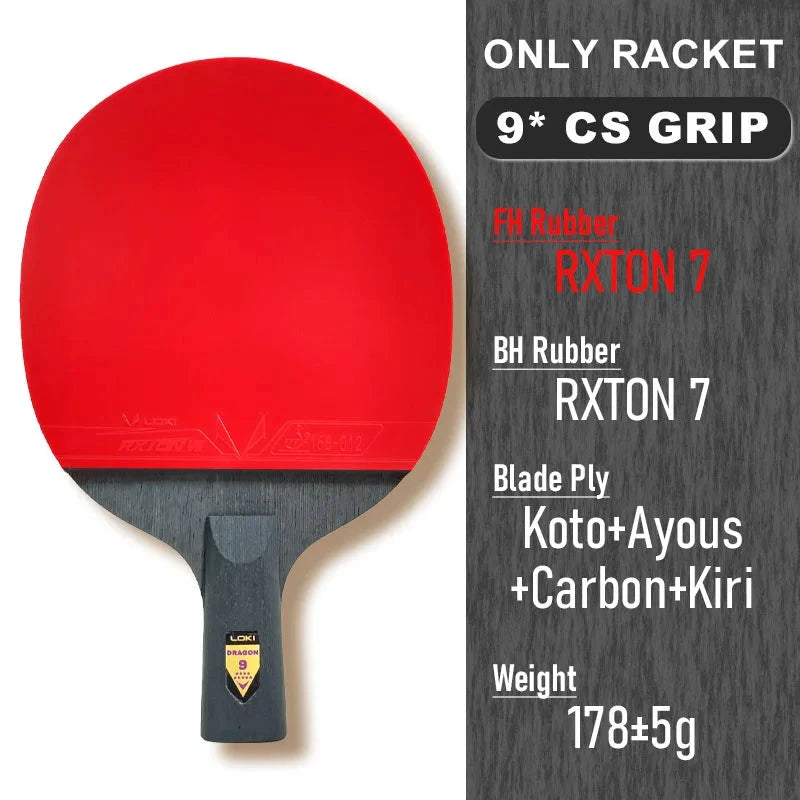 Loki Dragon Raquette Tennis De Table Bois Carbone 7 Plis