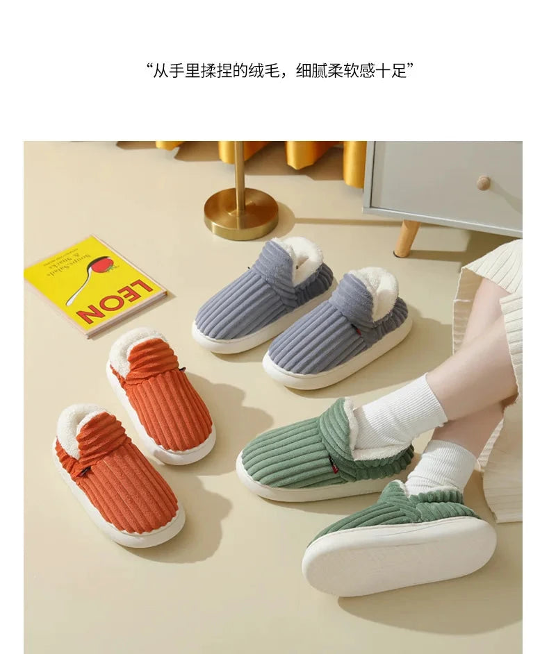 Evshine Pantoufles Fourrure Peluche Vert Menthe Semelle Caoutchouc