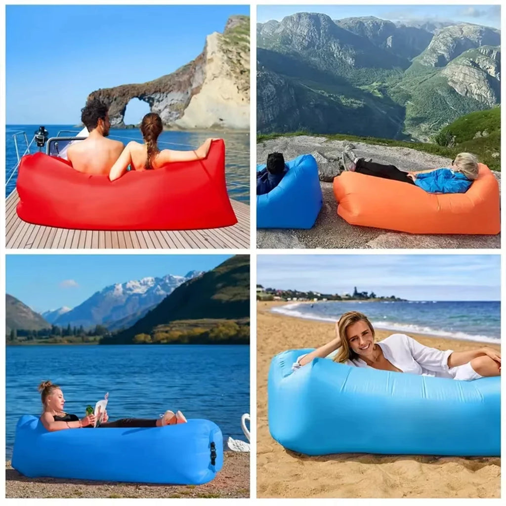 Inflatable air sofa for beach and camping – with carry bag