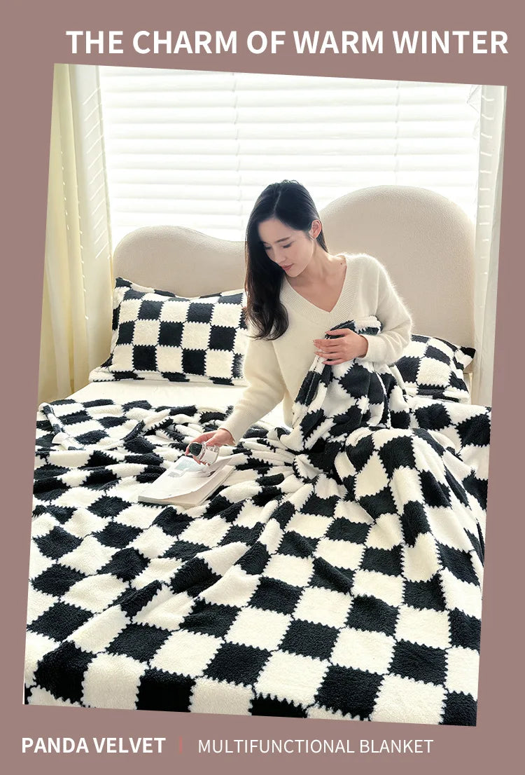 Couverture Polaire Panda Rose et Blanc Polyester Douce