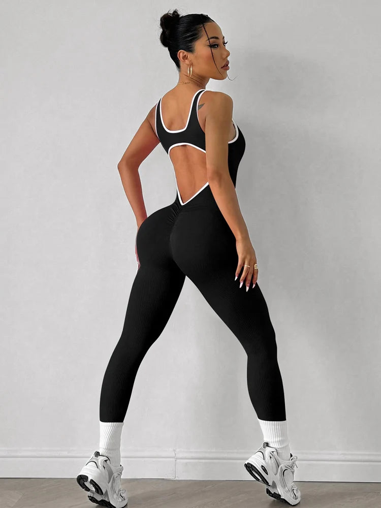 Combinaison Dos Nu Femme Yoga Nylon Spandex Séchage Rapide