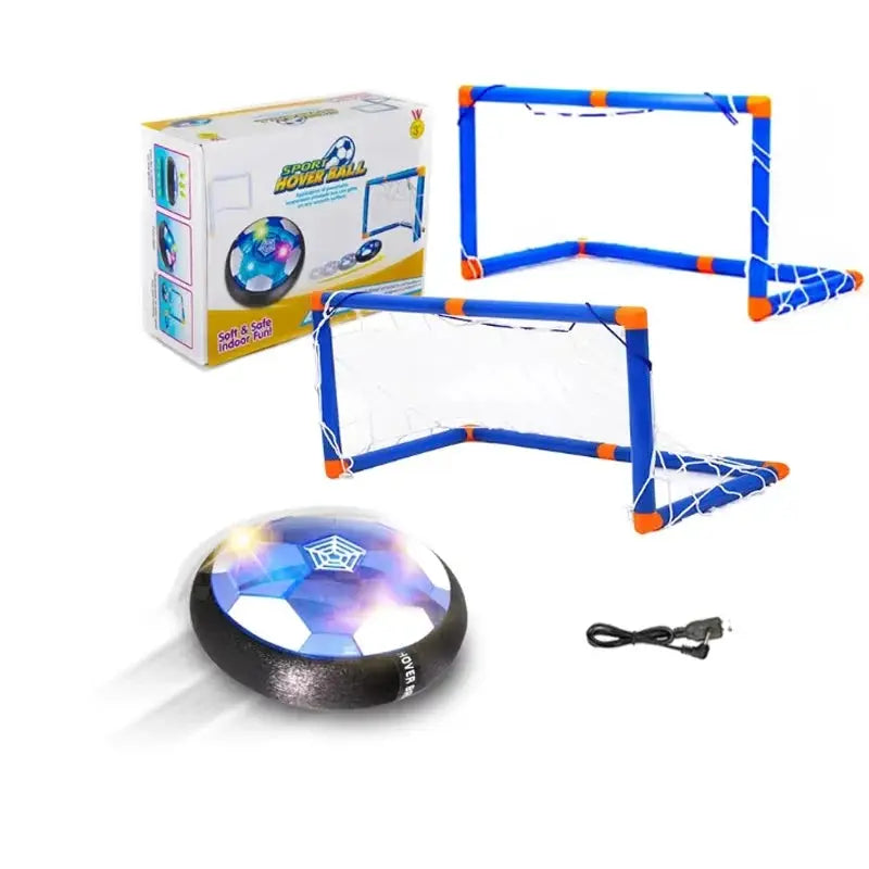 Ballon de football électrique rechargeable pour enfants avec mini buts bleu/orange et câble USB - LSDLBoutique