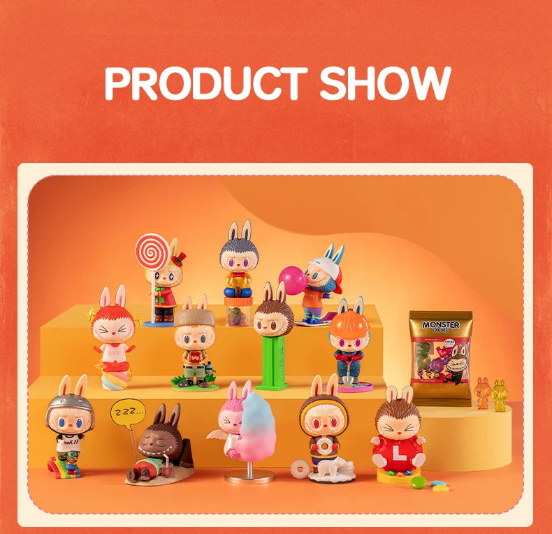 Pop Mart Labubu Figurine Monstres Bonbons PVC Rose Bleu