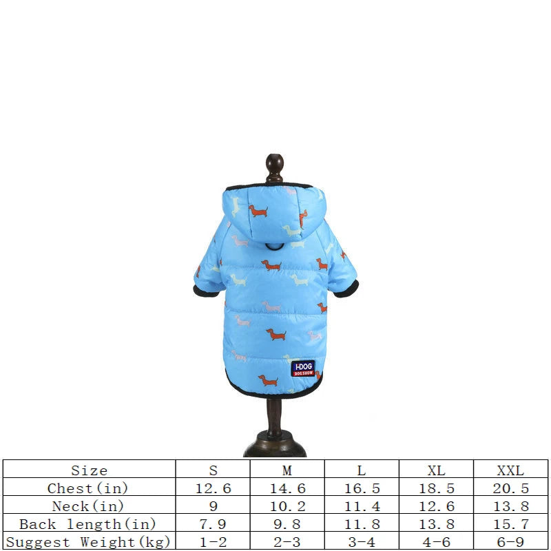 Dog Doudoune Pour Chiens En Coton Imprimée Avec Anneau Laisse Capuche