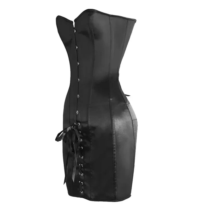 Corset overbust satiné à lacets style gothique – Grande taille