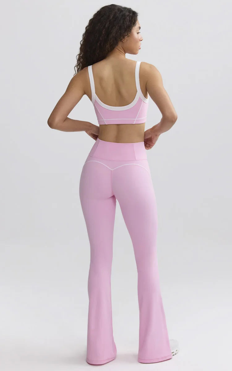 Peiresa Ensemble Yoga Sans Couture Rose Taille Haute