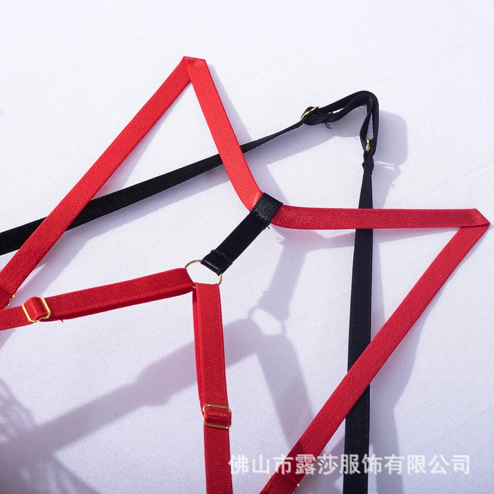 Léa's Secrets Red Paisley Lace Mesh Bodysuit Backless