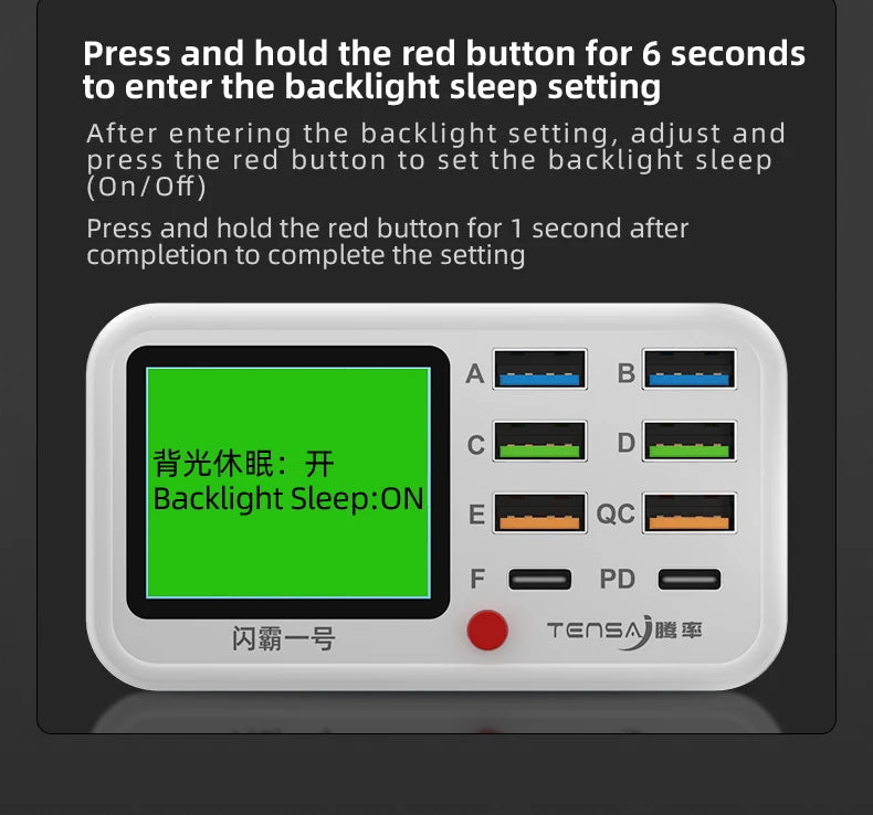 Tensa Station De Charge USB Sans Fil 8 Ports Qi PD