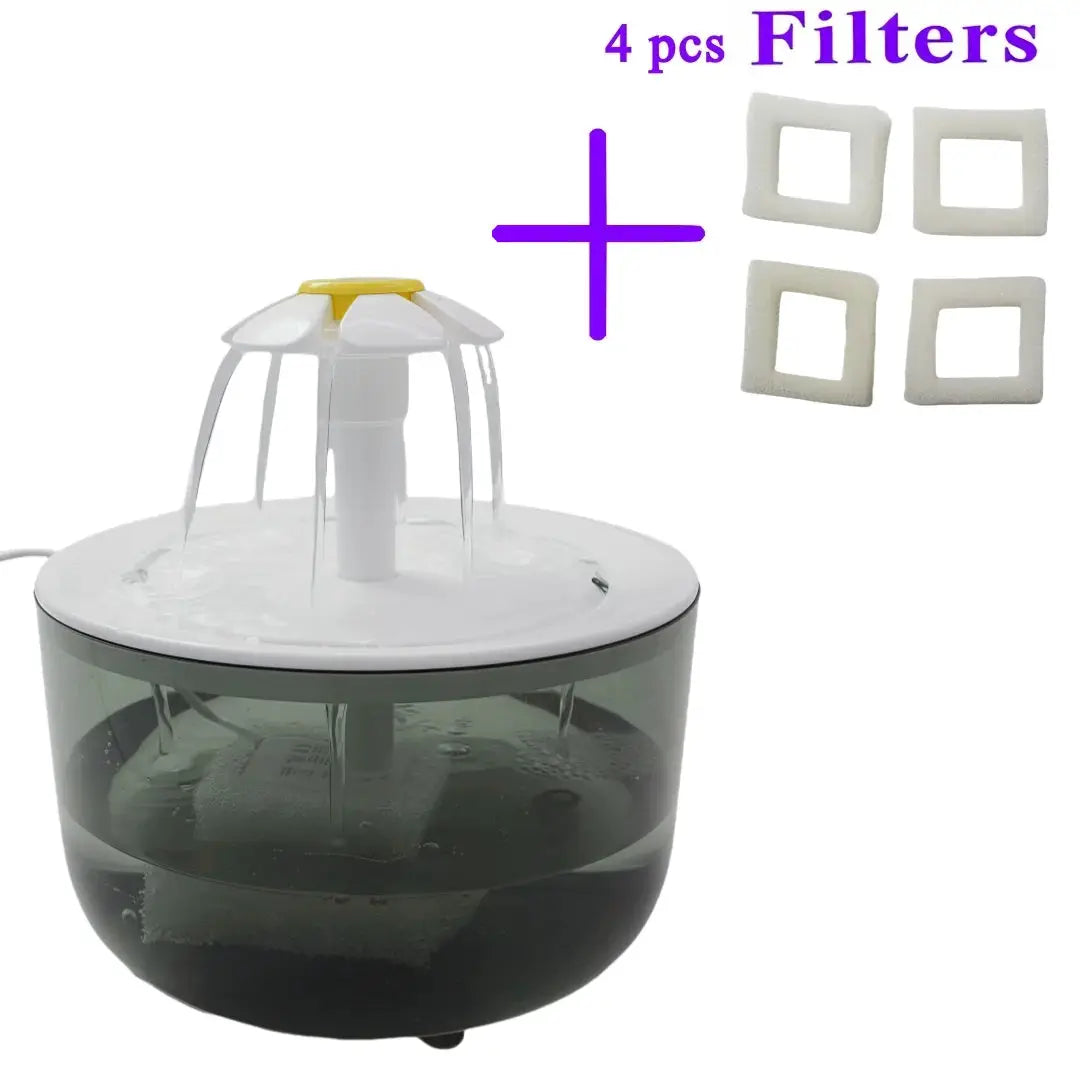 Fontaine à eau pour chat LSDLBoutique, réservoir 1200 ml, filtration par recirculation, 4 filtres inclus.