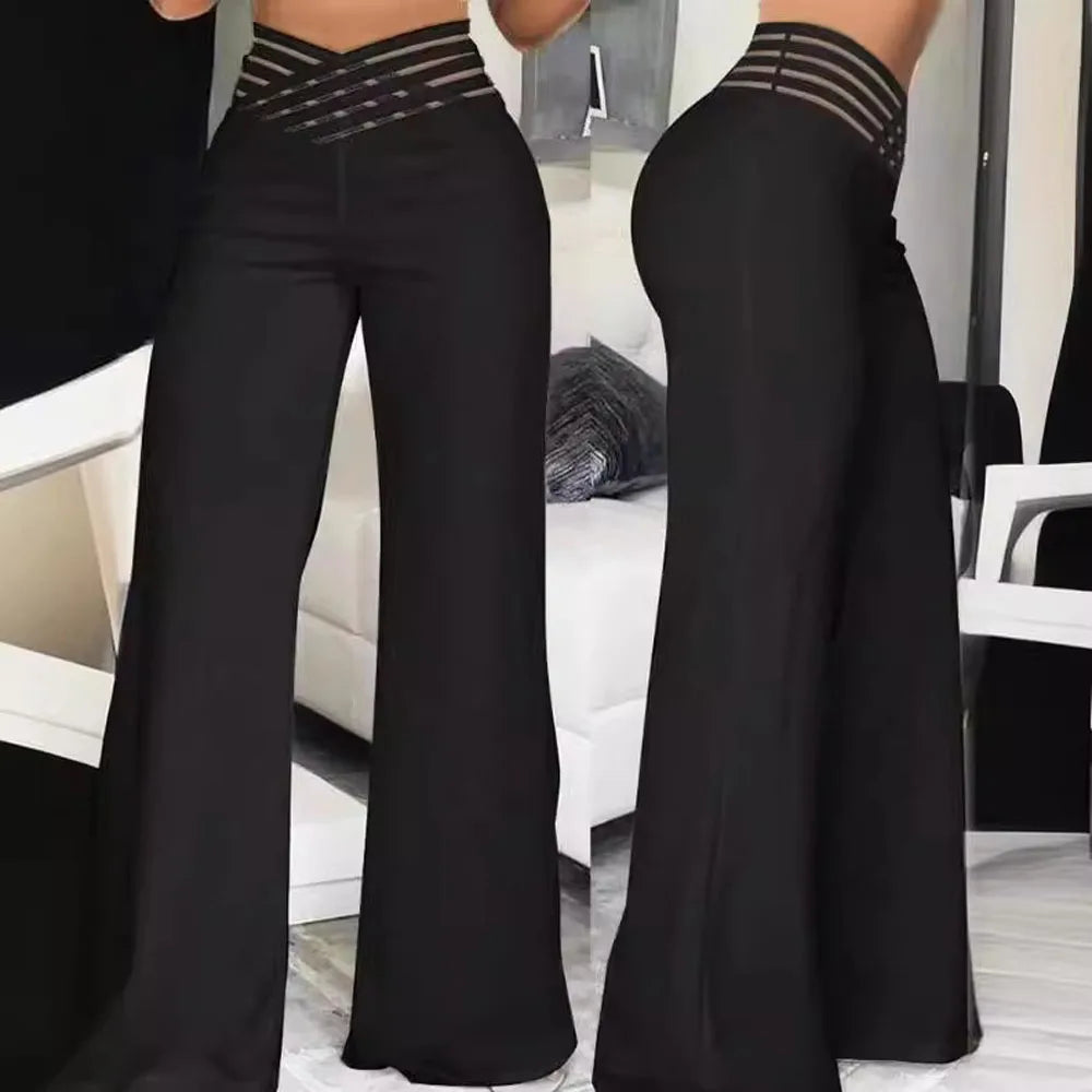 Pantalon large fluide à taille élastique