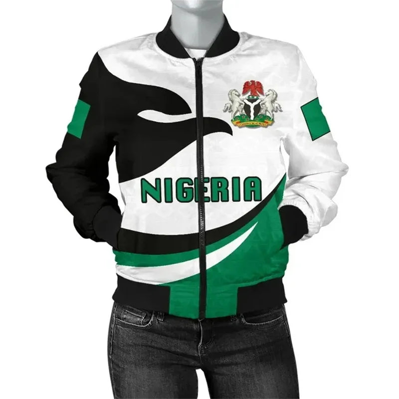 Blouson Aviateur Graphique 3D Imprimé Nigeria Afrique Ouest