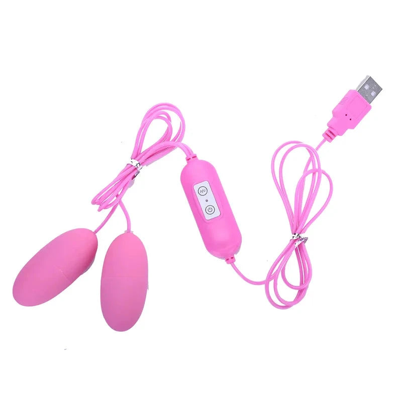 Mini Vibromasseur Double USB 12 Vitesses Bullet Et Œuf Vibrant Télécommande Filaire Portable by LSDLBoutique