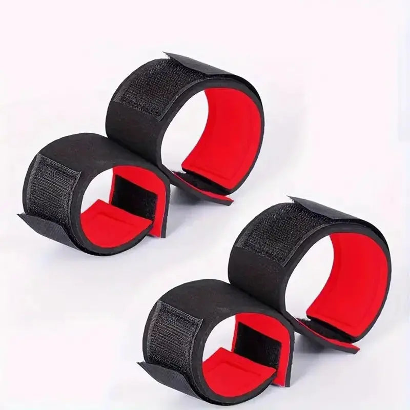 Ensemble de 4 menottes de bondage réglables en nylon noir avec intérieur rouge et fermeture Velcro