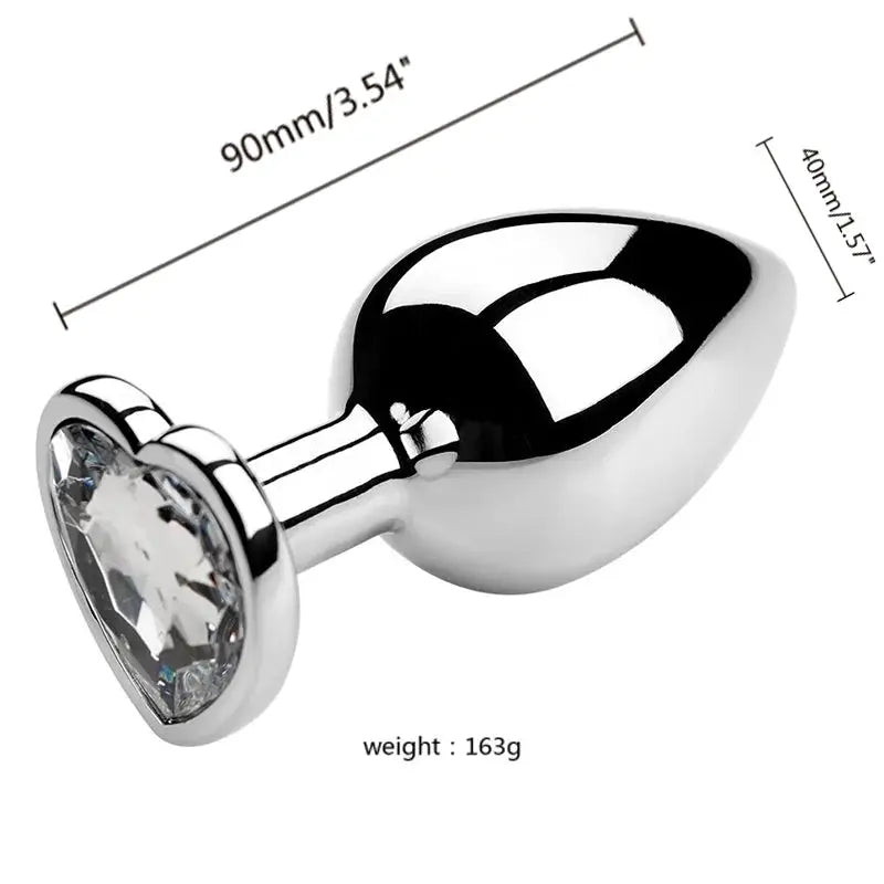Plug anal en métal argenté avec base en cristal, set de 3 tailles