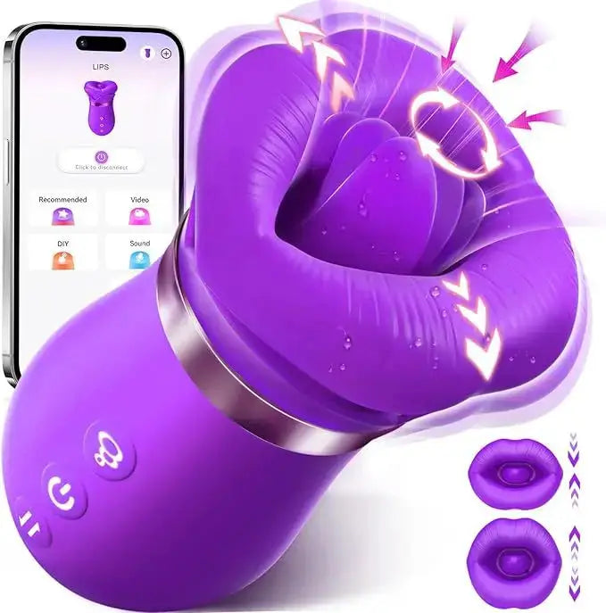 Stimulateur intime féminin multifonction violet en silicone avec contrôle par application