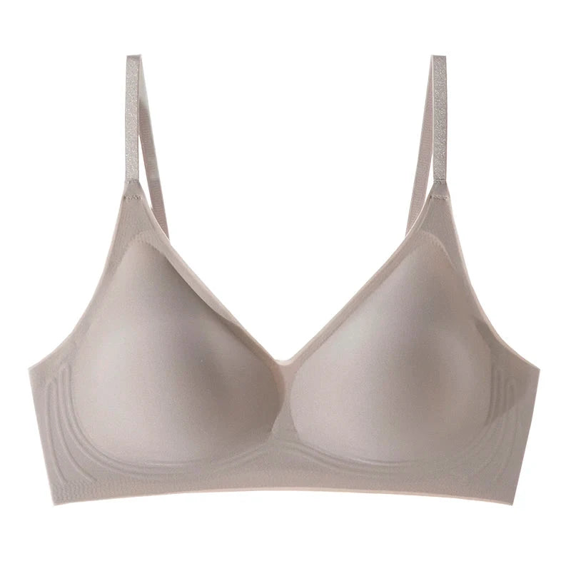SuyaDream Soutien-Gorge Sans Couture 3/4 Tasses Beige Soie Doublure