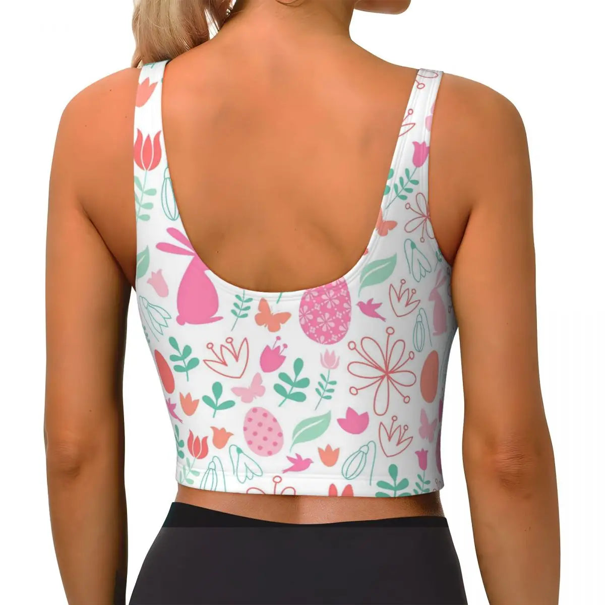 Débardeur De Sport Sans Manches Polyester Imprimé Lapin Pâques Pastel