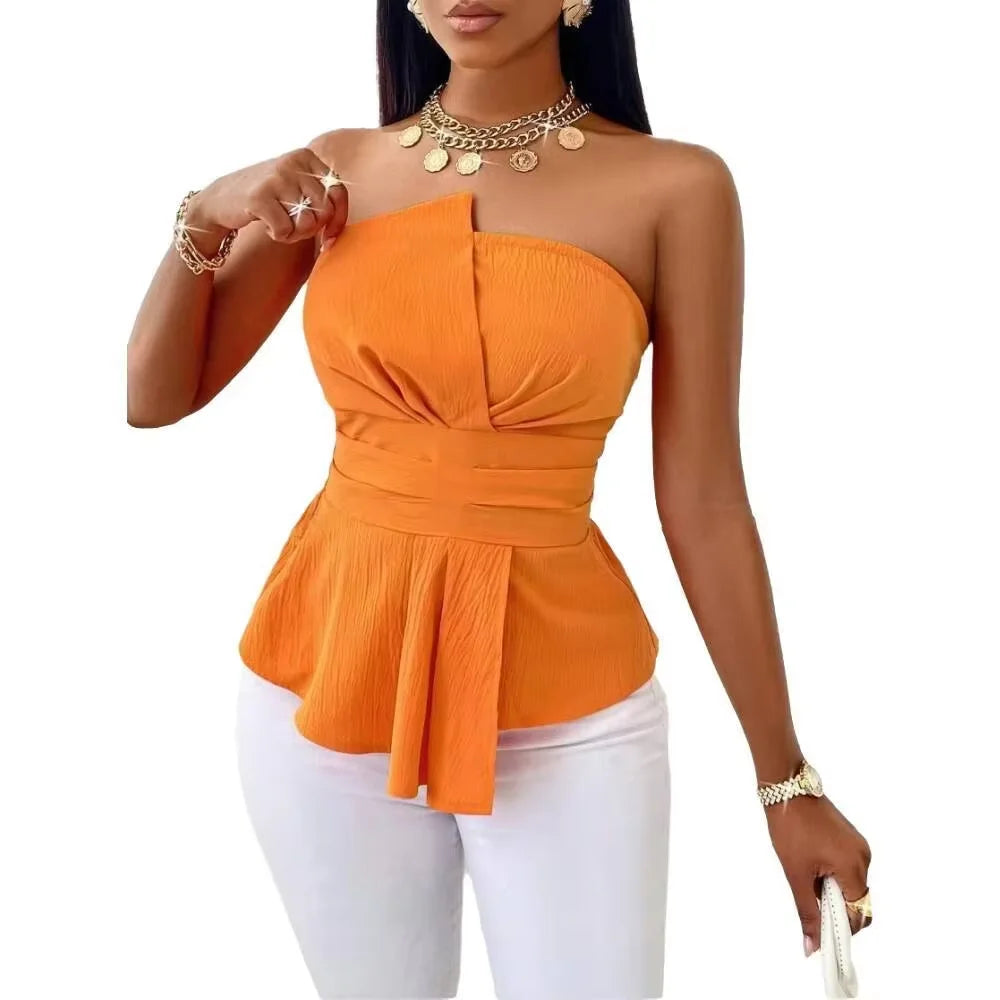 Top bustier peplum à ceinture