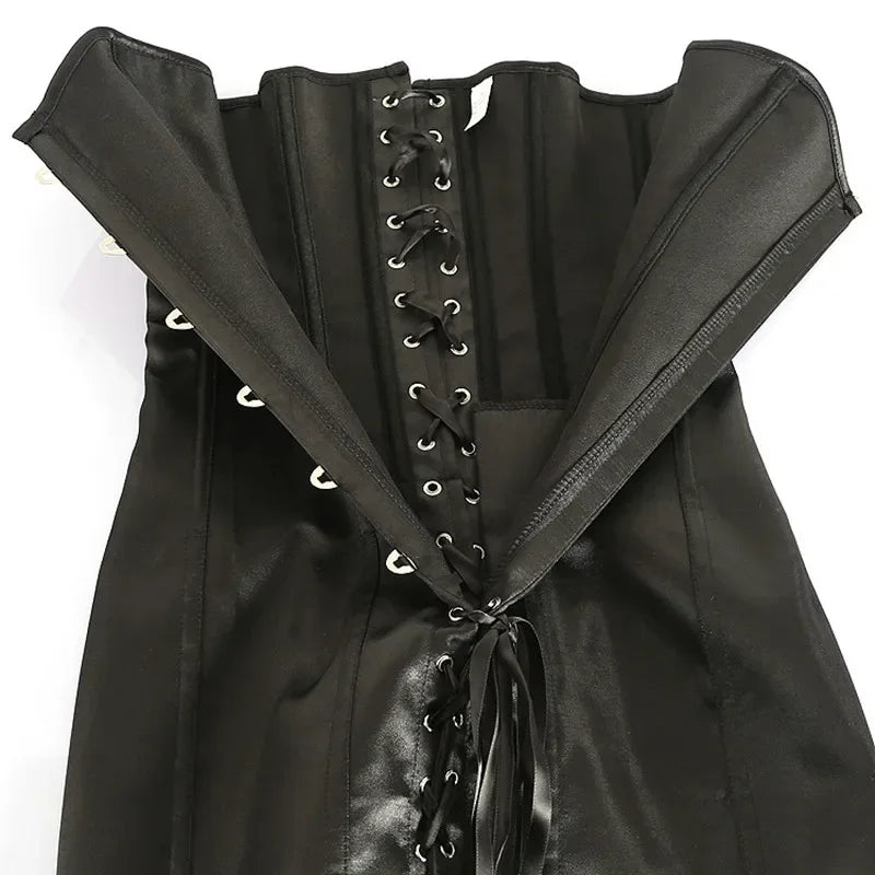 Corset overbust satiné à lacets style gothique – Grande taille
