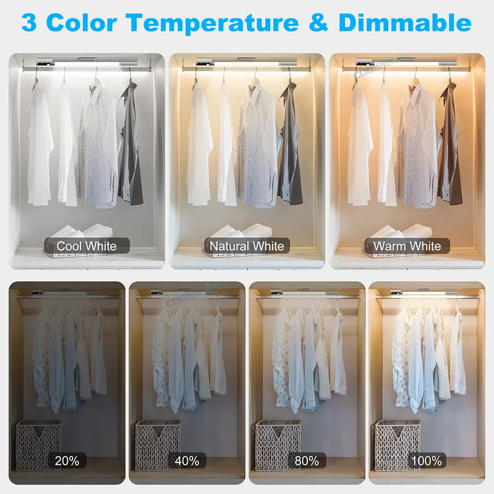 Lampe LED Détecteur de Mouvement Sous Armoires Écran Numérique Réglable