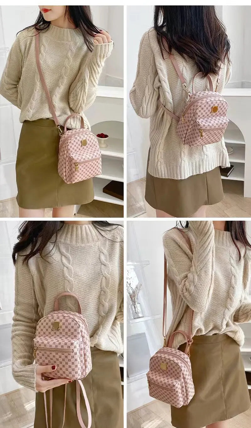 Rilibegan Sac À Dos Classique Femme PU Motif Cercle Marron