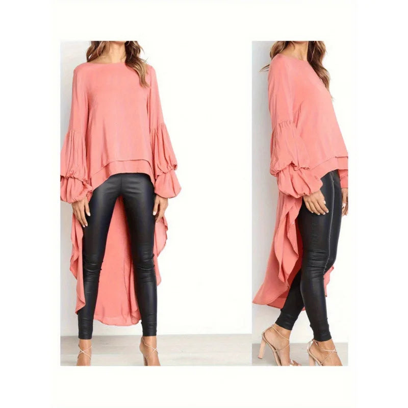 Chemise Mousseline De Soie Lurex Ourlet Asymétrique