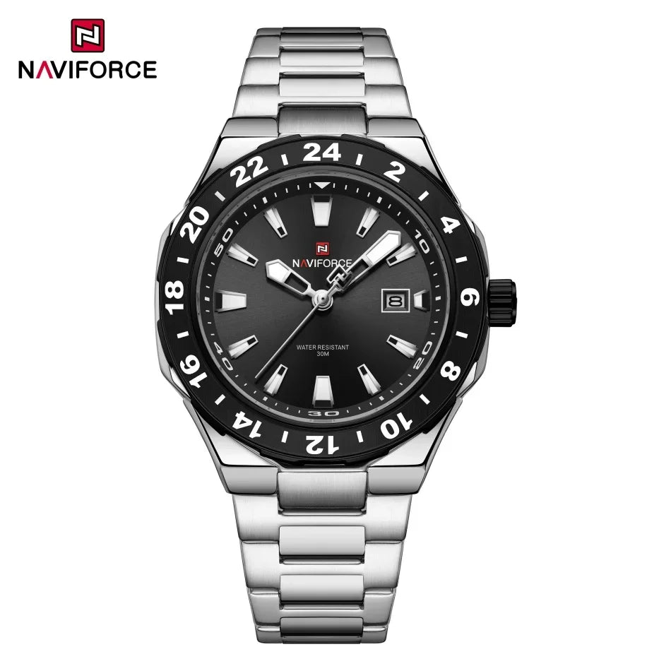 Naviforce Montre Homme Luxe Sport Quartz Horloge Calendrier Lumineux Étanche En Acier Inoxydable by LSDLBoutique.ch