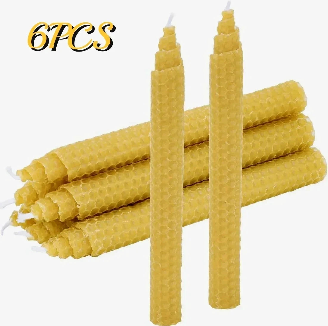 Bougies Coniques Cire d’Abeille Nid d’Abeille Beige Fait Main